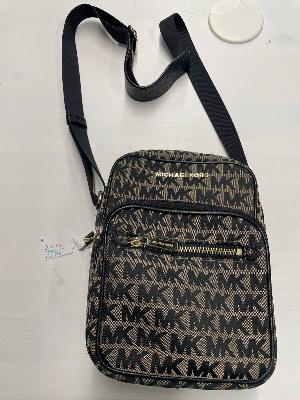 🖤✨ Michael Kors MK Logo Crossbody Bag Black Tan Mini Messenger